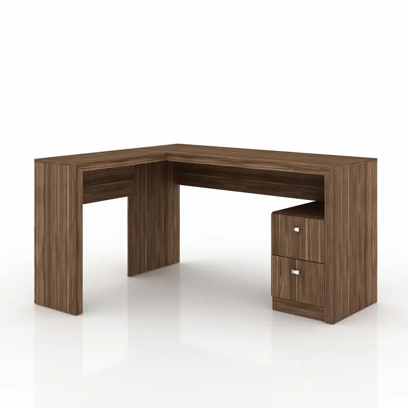 Mesa Para Escritório De Canto Com 2 Gavetas Tecnomobili