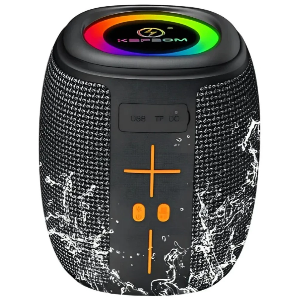 Caixinha Bluetooth Kapbom 50w Som Potente Ipx6 Iluminação LED Micro Sd Alcance Até 10 Metros - Preto