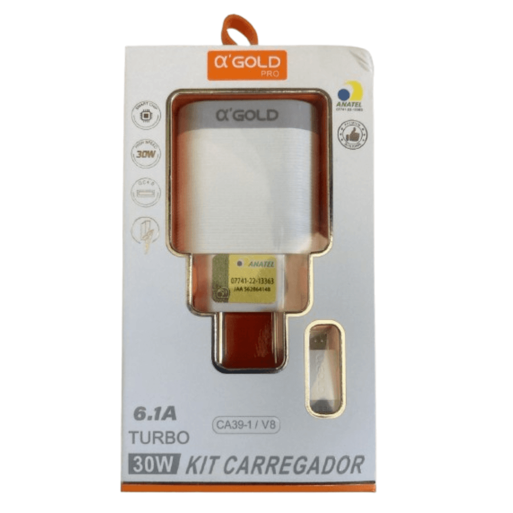 Kit Carregador Ultra Rápido Carga Turbo V8 6.1amperes 30wts Ca39-1