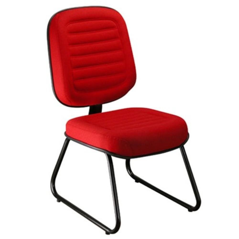 Cadeira Design Office Móveis Diretor Sem Braços Linha Blenda Base Trapézio - Vermelho