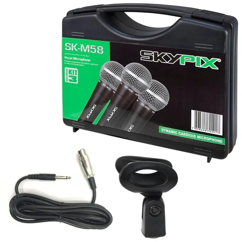3 Microfones Skypix Dinâmico - Skm58