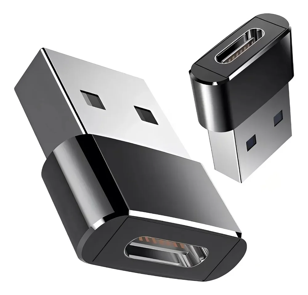 Adaptador Plug Usb 3.1 Tipo C Fêmea X Usb 2.0 Macho Otg Cor Preto