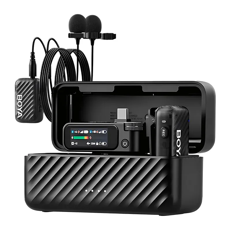 Microfone De Lapela Boya Boyamic 2-02 Usb C/3.5mm Preto