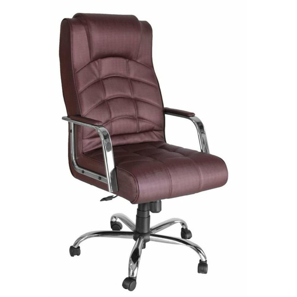 Cadeira Office Design Office Presidente, até 120Kg, Base Cromada, Linha Lyon Vermelho, Marrom