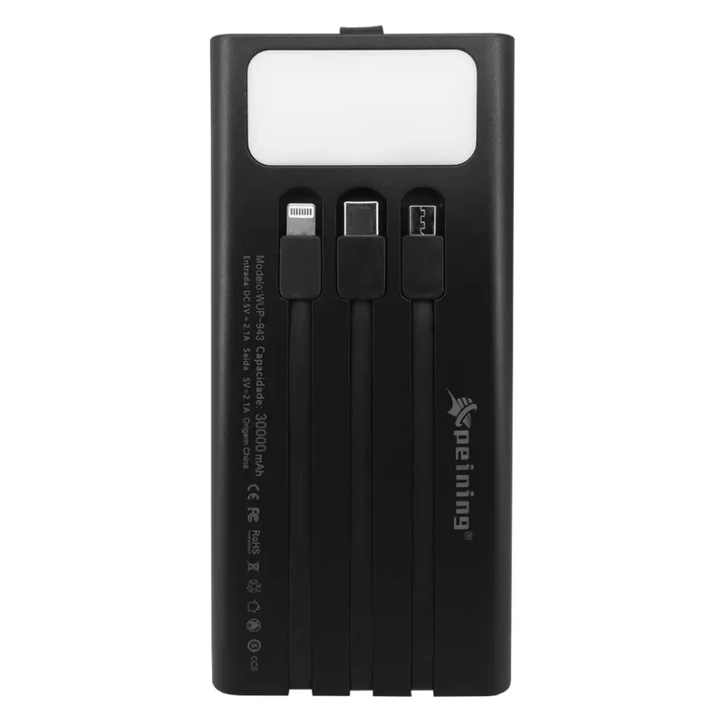 Carregador Portatil 30000mah 4x Usb Wup-943 Peining