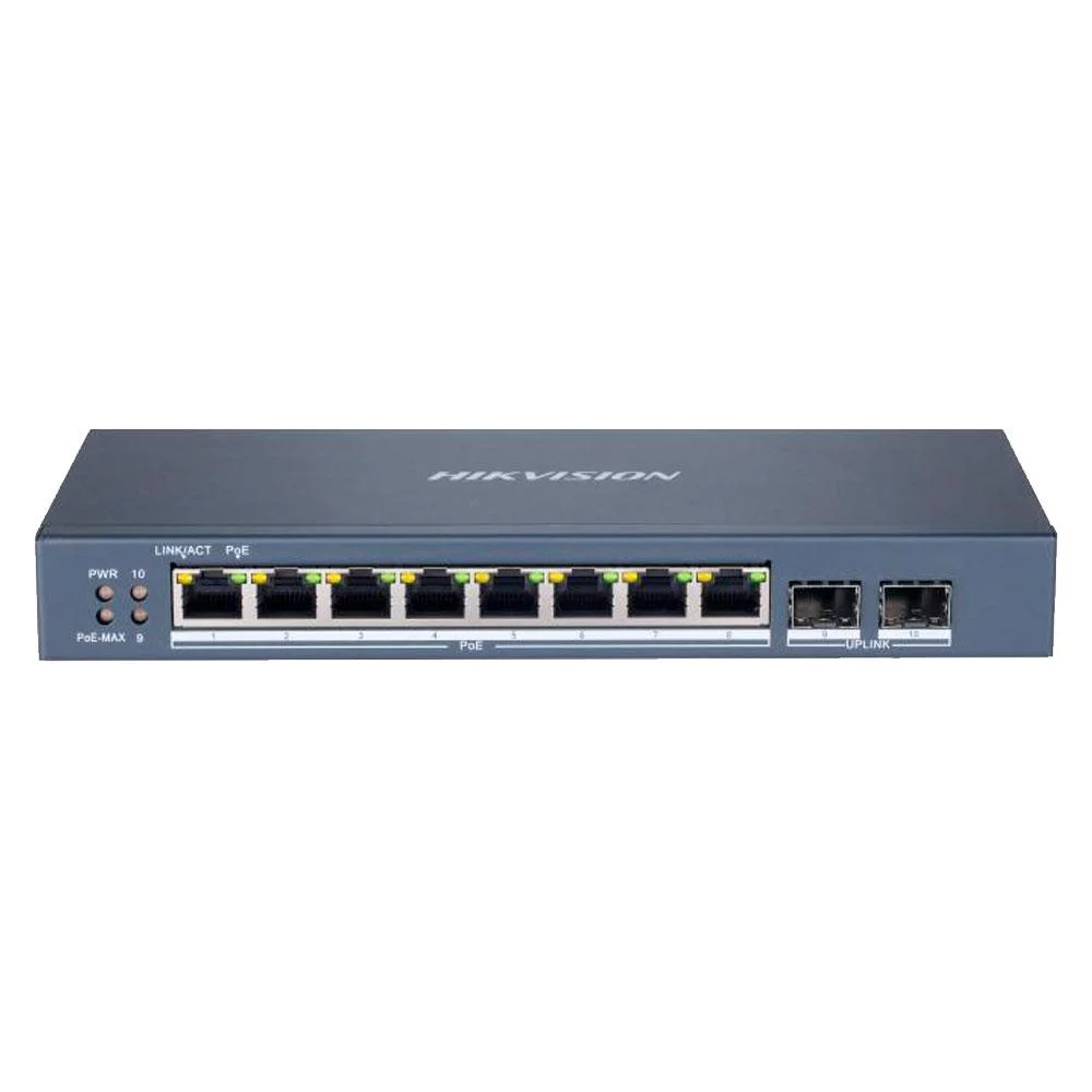 Switch Ds-3e1510p-si-8p2f 8 Portas Gigabit Poe 2 Portas Uplink 802.3 Af/at Hikvision