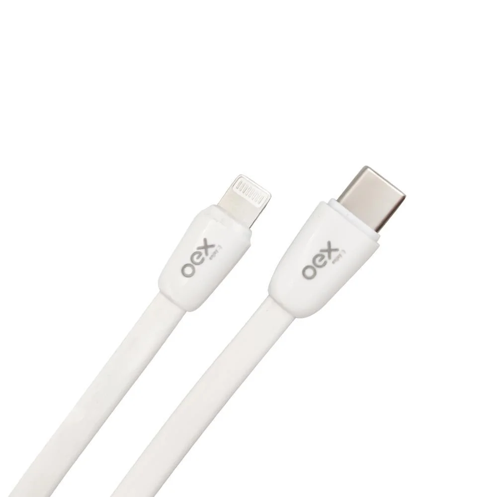 Cabo Oex Type C Para Type C 30W, 1 Metro, Flat, Branco - Ce207