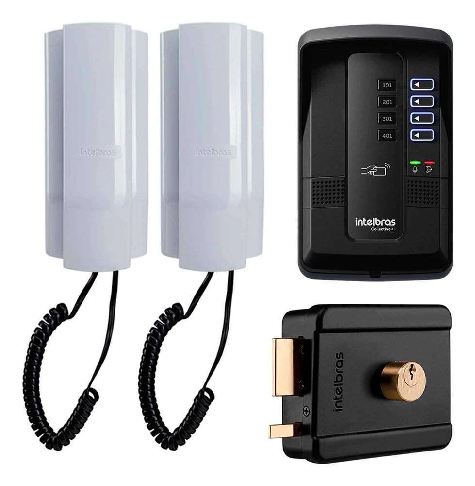 Porteiro Coletivo Intelbras 4 Ramais 2 Interfones TDMI Fechadura