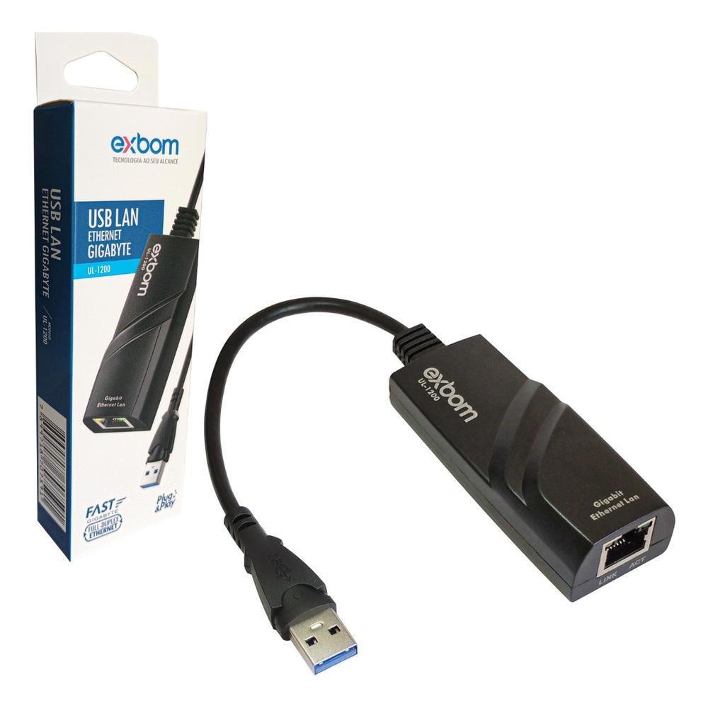 Adaptador De Rede Exbom Usb3.0 X Rj45 Ul-1200 Gigabyte