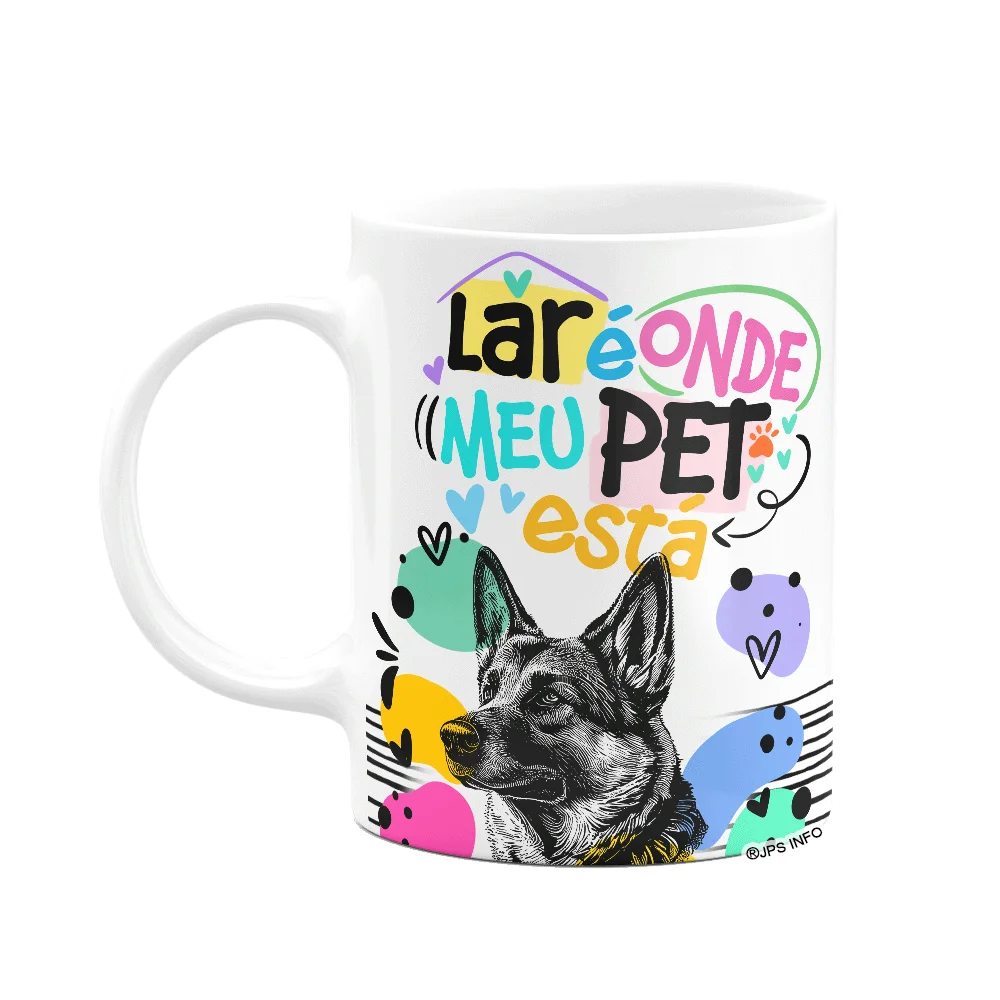Caneca Lar É Onde Meu Pet - Cachorro Pastor Alemão