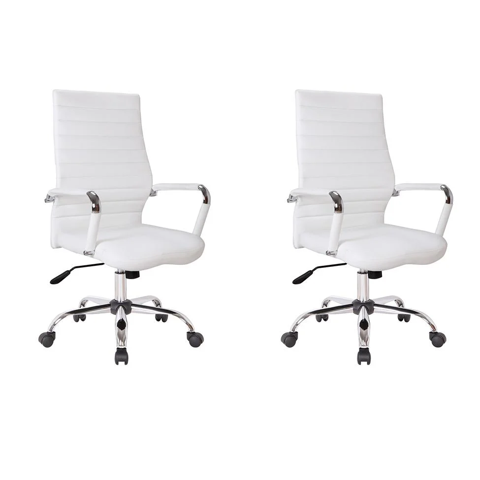 Conjunto Com 2 Cadeiras De Escritório Diretor Giratórias Cleaner Branco