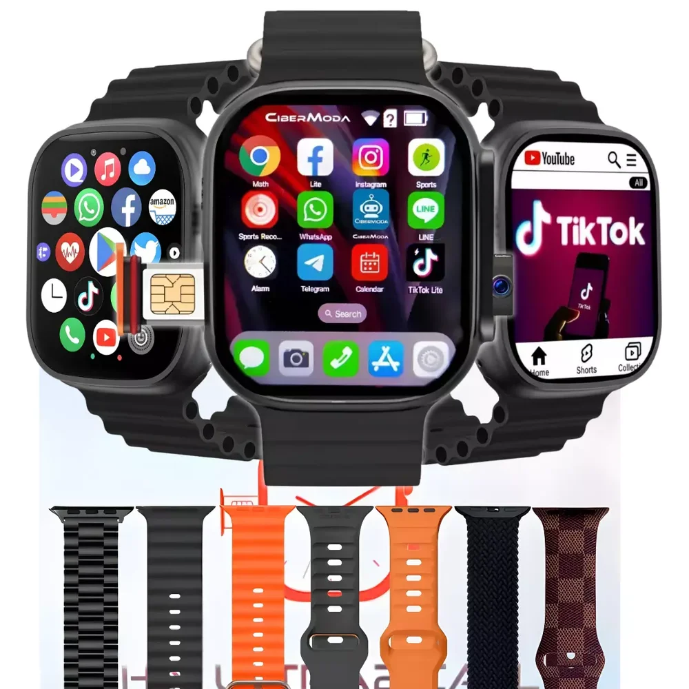 Smartwatch Howear Hw Ultra2 4g 2/64gb 7 Pulseiras Android AmoLED 2 Cameras Wifi