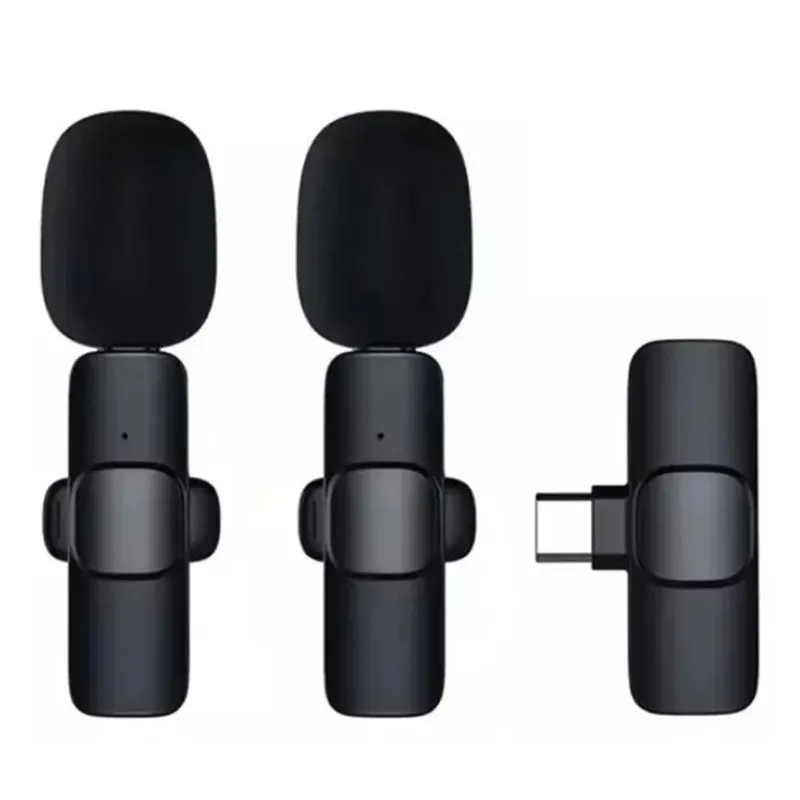 Kit 2 Microfone De Lapela (duplo) Sem Fio Entrada Usb C