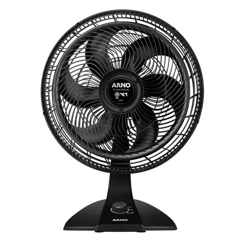 Ventilador De Mesa Arno Turbo Force 2 Em 1, 40cm, 6 Pás, 220V, Preto - Vf42