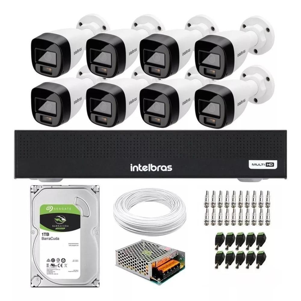 Kit 8 Câmeras 1120b Full Color Intelbras, Mhdx 1008c + Hd 1 Tera