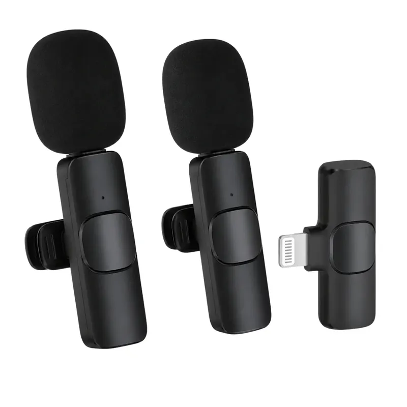 Kit Microfone Lapela Vlogger Duplo Entrada Lightning Mini