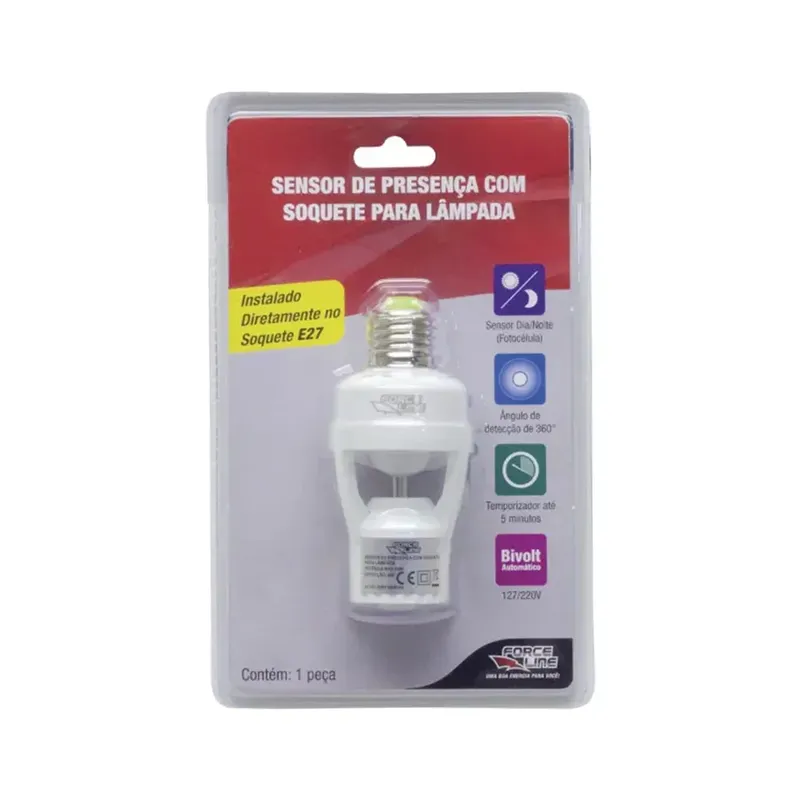 Sensor De Presença C/soquete E-27 Fotocelula Forceline