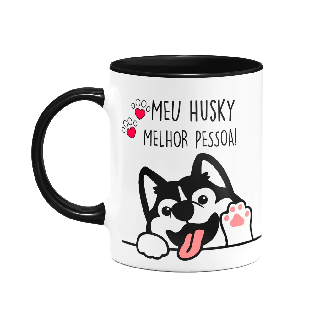 Caneca Dog Husky Melhor Pessoa Black