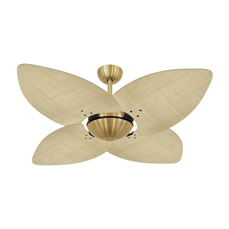 Ventilador De Teto Kovalski Dourado Office 4 Pás Palmae Natural 220v