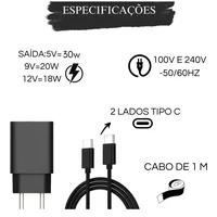 Carregador Usb-c Celular Turbo Charge Rápido Compacto Preto