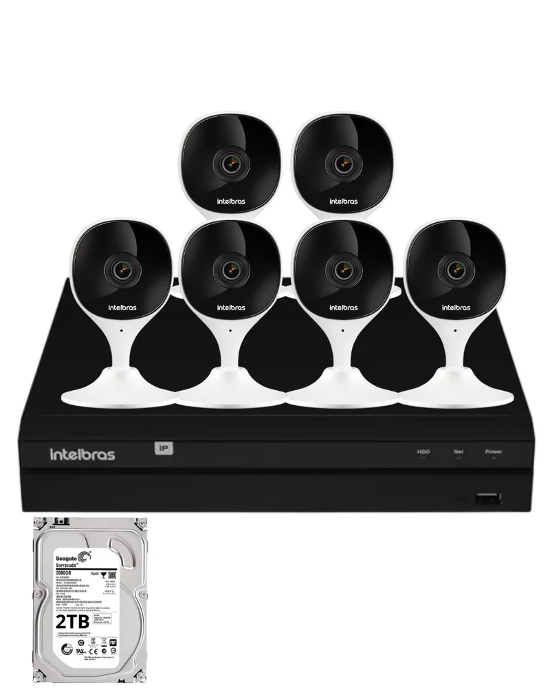 Kit 6 Câmeras Intelbras Imx-c Full Hd Nvd 1408 Intelbras Com Hd 2TB.