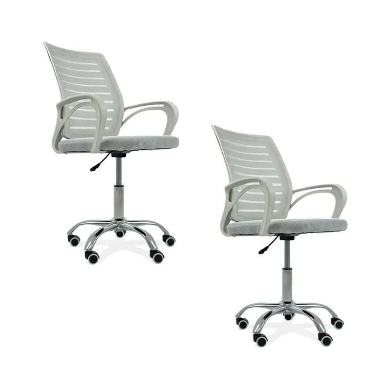 Kit 2 Cadeiras De Escritório Secretaria Diretor, Roma, Ergonômica, Branca