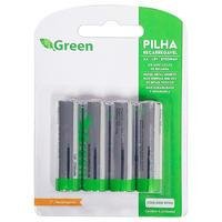 Pilha Recarregável Aa Green, 1.2v, 2700 Mah, 4 Unidades - 022-2700
