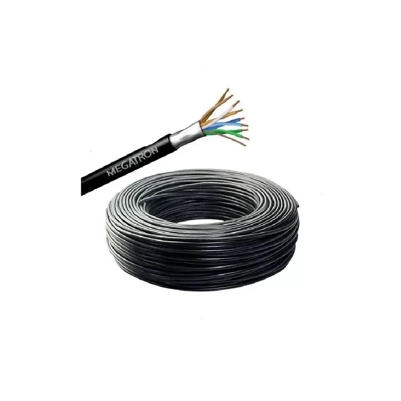 Cabo De Rede Megatron Blindado Cat5e 4px24awg, Bobina 100mts, Preto