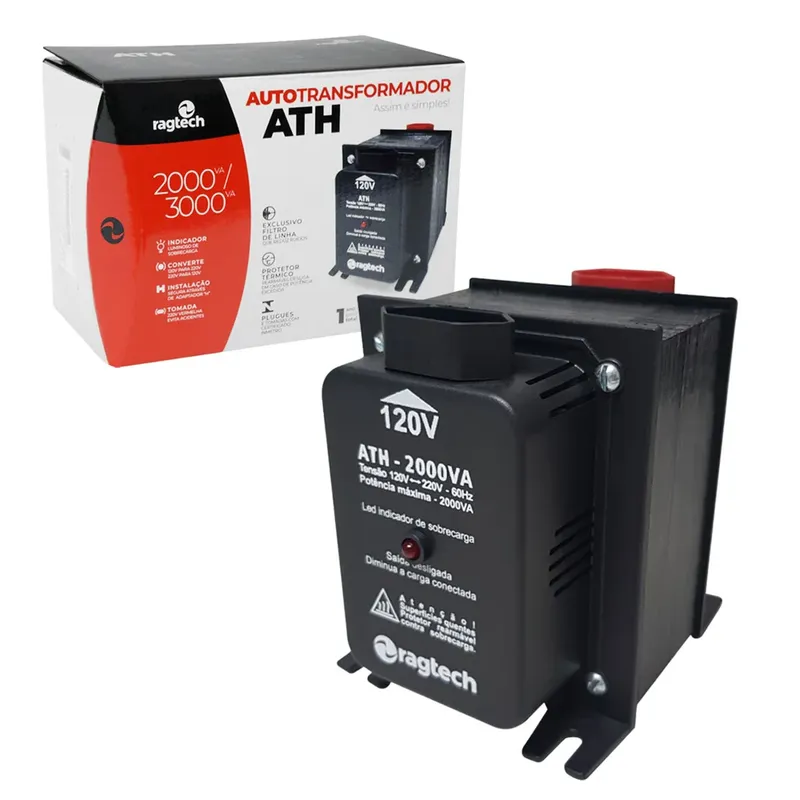 Auto Transformador Ragtech Ath2000, Bivolt, 2000VA, Preto - 20ath4475
