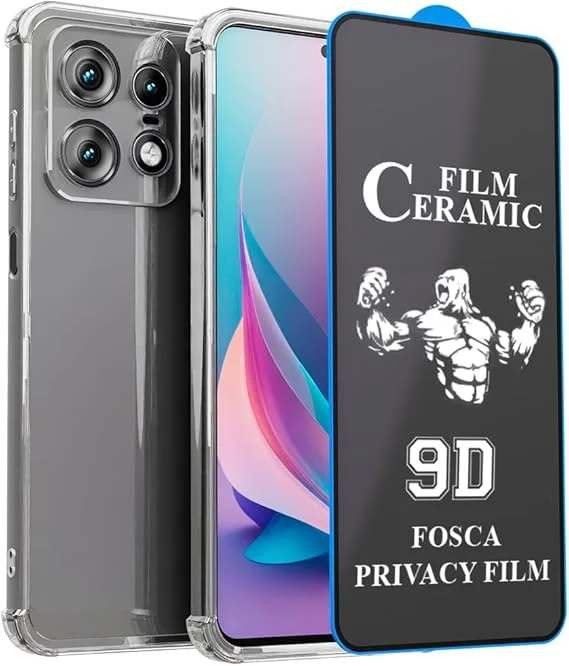 Kit Capa + Película Fosca Privacidade + Fone De Ouvido Para Moto Edge 50