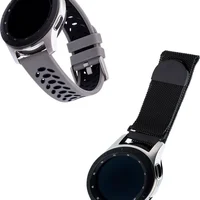 Comit - Kit De Banda Esportiva Universal De Silicone E Malha P/ Smartwatch Com 2 Pacotes P/ Samsung Galaxy 22mm - Tecido Preto/cinza/preto-54286bbr