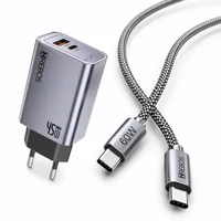 Kit Carregador Rápido 45w Hrebos Maxion Charge Usb-c Usb-a + Cabo Cinza CRG-478CC