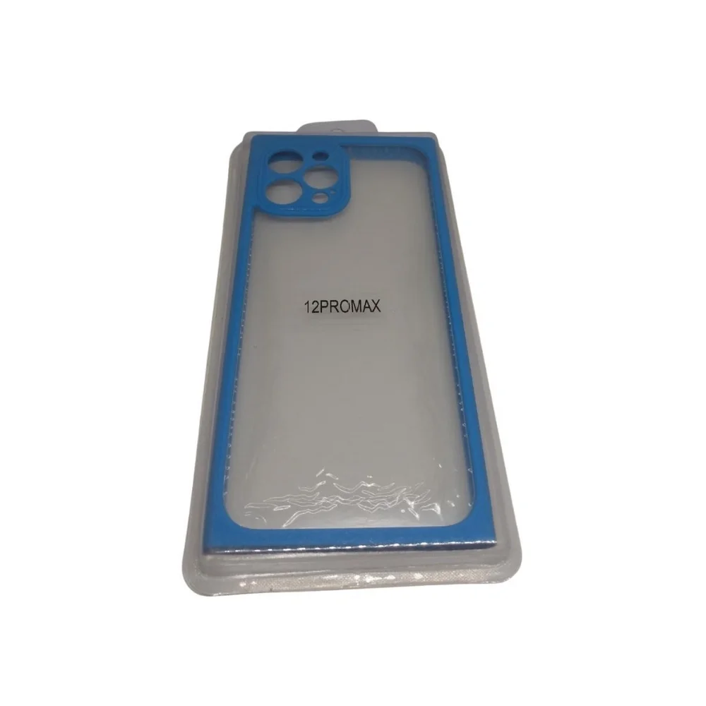 Capa Case Capinha De Celular Iphone 12 Pro Max Emborrachada Cor:azul