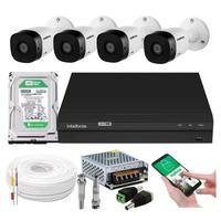 Kit 4 Câmeras De Segurança Intelbras Bullet, 30m, Vhd 1130b, Externa + Dvr 4 Canais + HD 500GB
