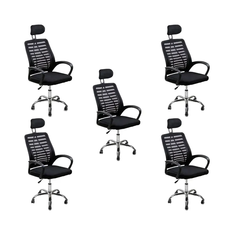 Kit 5 Cadeiras Escritório Diretor Oficial Webshop, Suporta 120 kg, Tela Mesh, Encosto De Cabeça