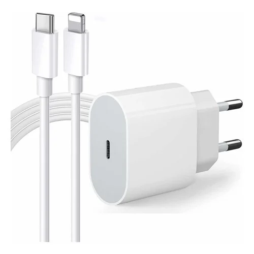 Kit Carregador Iphone Completo Turbo Com Cabo Reforçado De 1m – Compatível Com Iphone 8 Ao 14