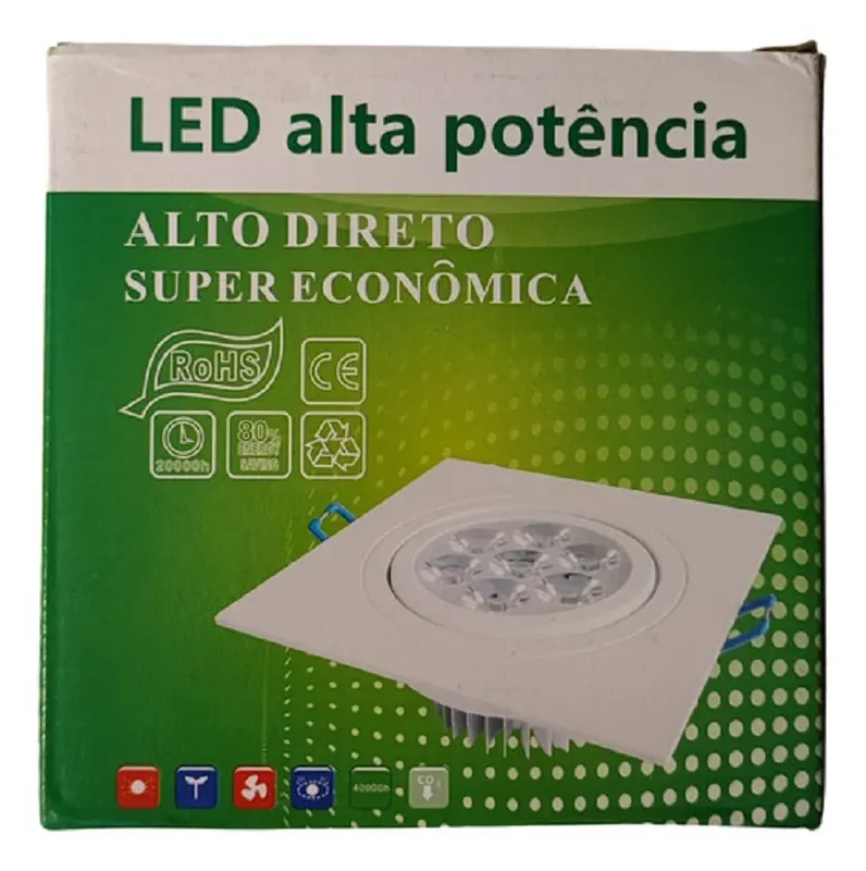 Spot LED Zzc Quadrado 7w Branco Quente 3.500k