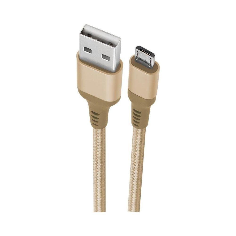 Cabo Micro USB Geonav, Nylon Trançado, 1mt, Dourado, Esmigo