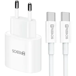 Kit Carregador Usb-c Turbo 20w Volt Max + Cabo Tipo-com Tipo-c 1metro Modelo-crg-217c Cor Branco