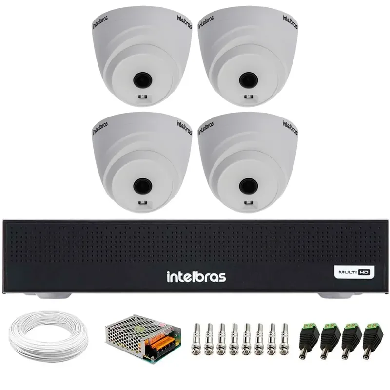 Kit 4 Câmeras Intelbras Vhl 1120 D Hdcvi Lite Hd 720p Visão Noturna 20m + Dvr Mhdx 1104-c 4 Canais