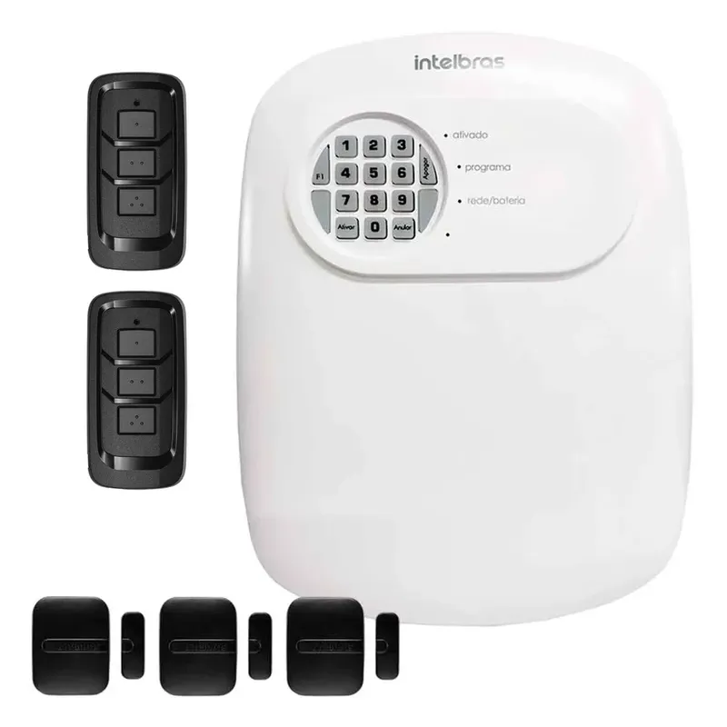 Kit Central De Alarme Anm 24 Net Intelbras Com 4 Sensor Janelas Xas Smart Black, 2 Controles