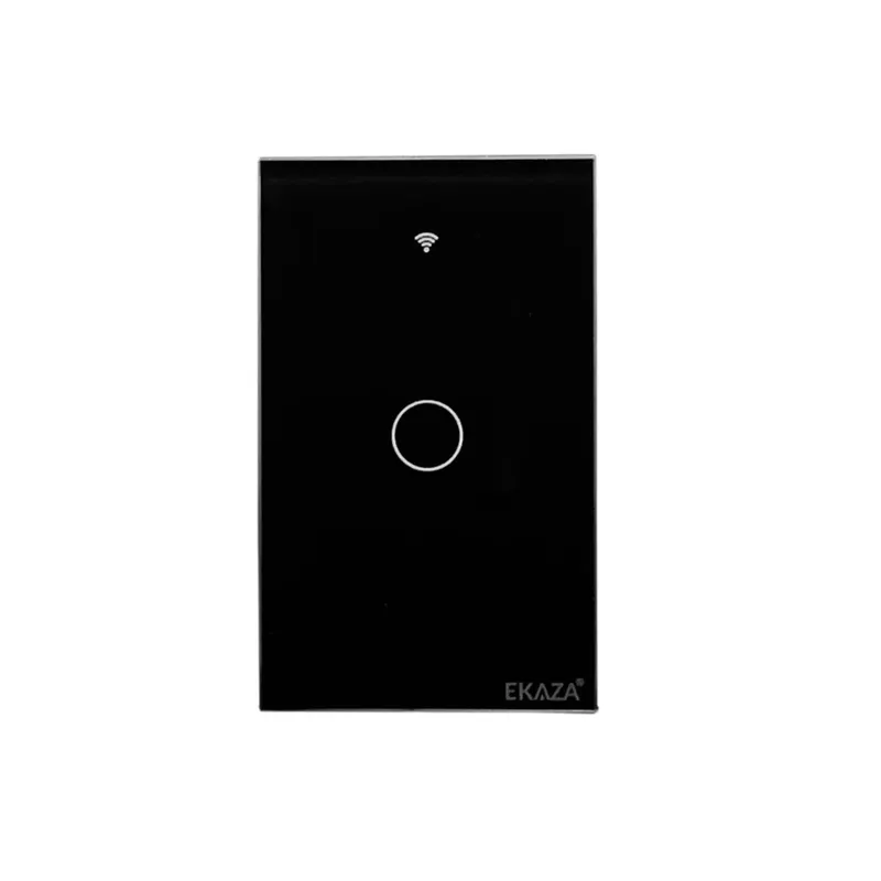 Interruptor Ekaza, 1 Botão, Vidro Wi-fi+bte+rf - Eknh-t107-1 - Preto