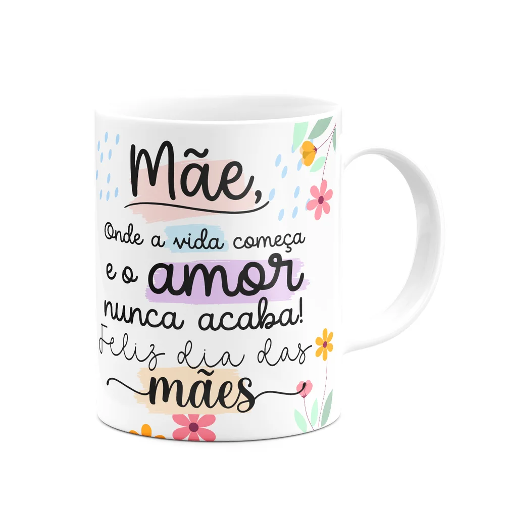 Caneca Mães, Feliz Dia! - Onde A Vida Começa - 325ml