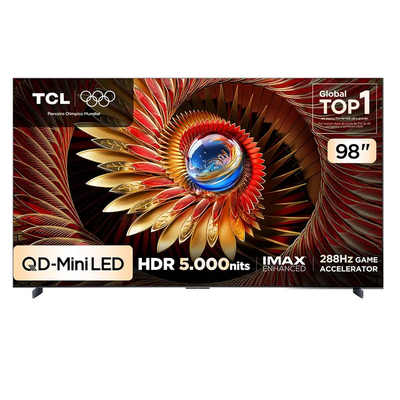Smart TV TCL 85 Polegadas QLED Mini LED 4K C8K WiFi Bluetooth Google TV 288Hz VRR HDR10+ 85C8K