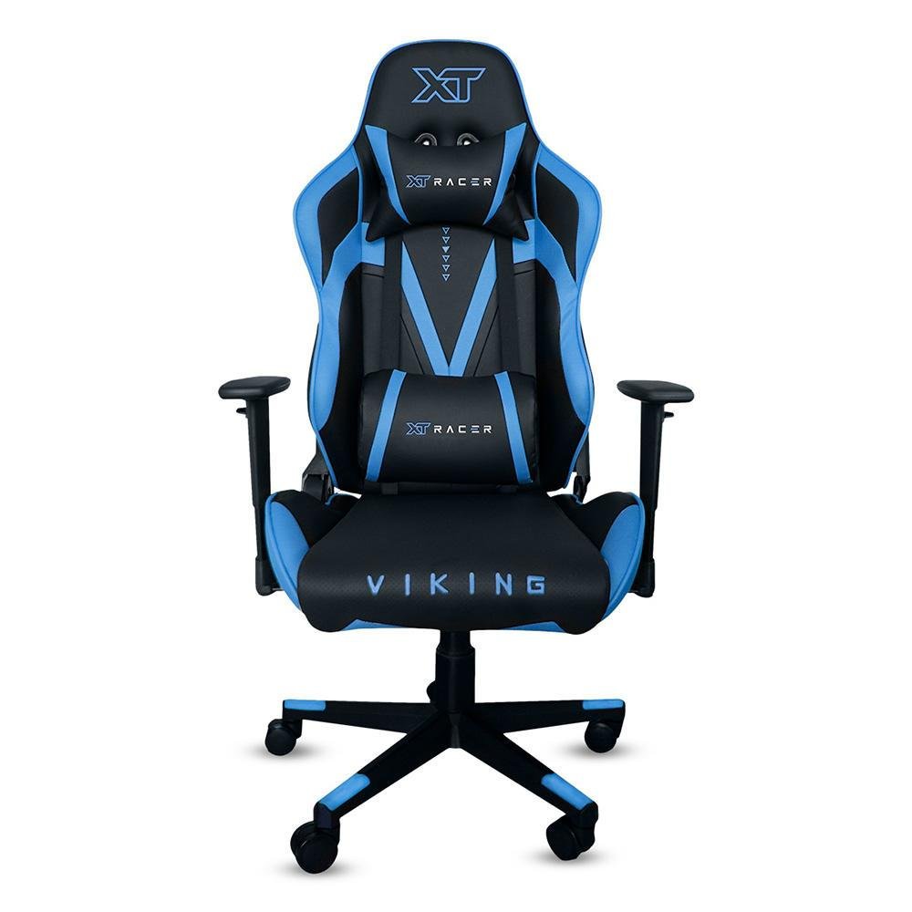 Cadeira Gamer Preta XT Racer Viking Reclinável Ergonômica Couro Sintético
