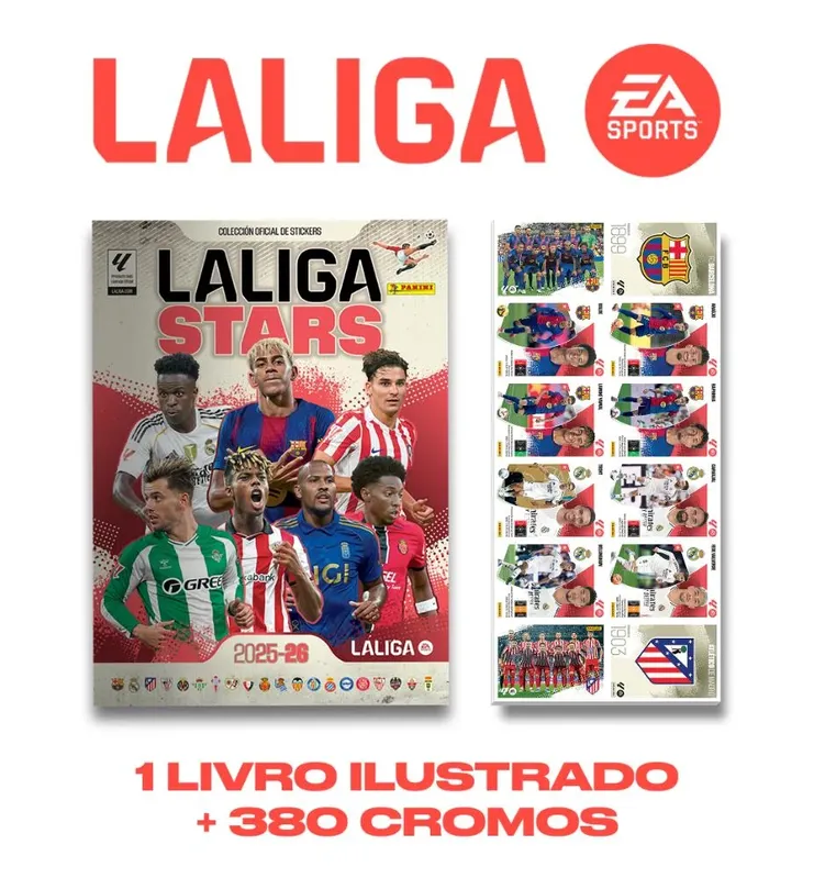 La Liga Stars 2025/26 - Álbum Oficial Completo Com 380 Figurinhas