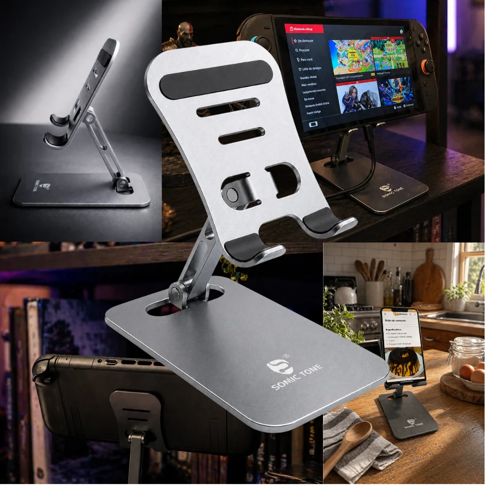 Suporte De Mesa Para Celular E Tablet Somic Tone Em Alumínio