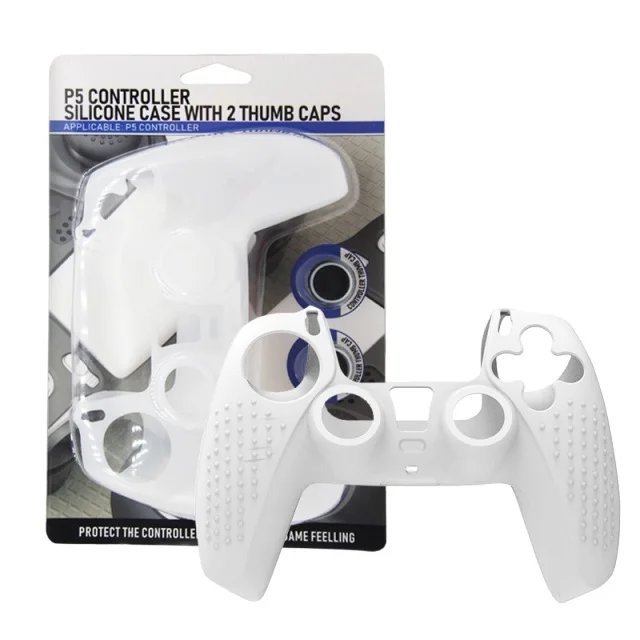 Capa Protetora Silicone + 2 Grips Para Controle Do Playstation 5 Preta