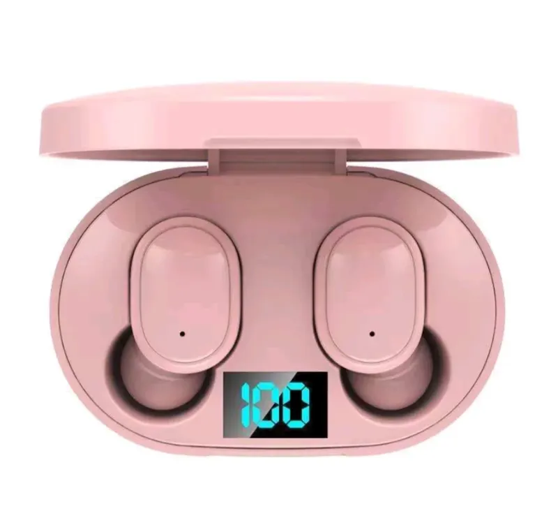 Fone De Ouvido Bluetooth 5.1 Rosa Par Sem Fio Duplo Display Visor