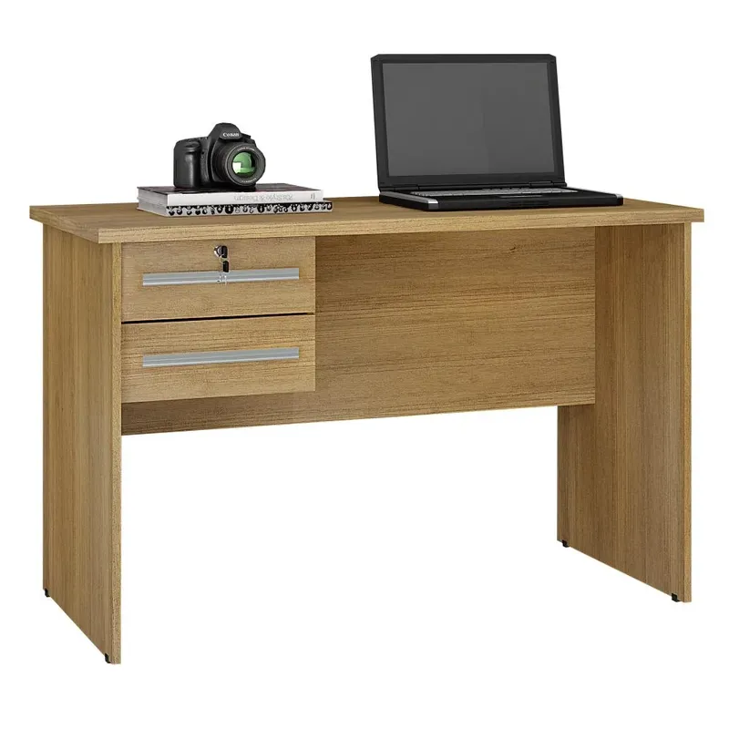 Mesa Para Pc Escrivaninha Computador Home Office Cpu Quarto Escritório Mdf Marrom Madeira Off White